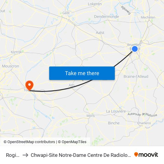 Rogier to Chwapi-Site Notre-Dame Centre De Radiologie map