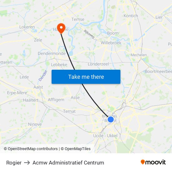 Rogier to Acmw Administratief Centrum map