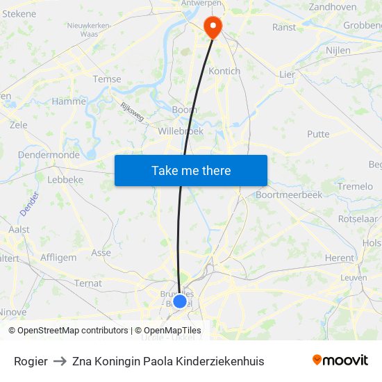 Rogier to Zna Koningin Paola Kinderziekenhuis map