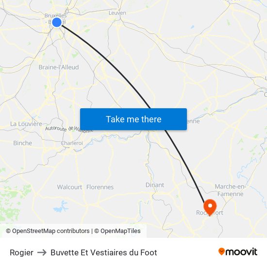 Rogier to Buvette Et Vestiaires du Foot map