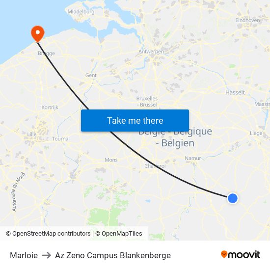 Marloie to Az Zeno Campus Blankenberge map