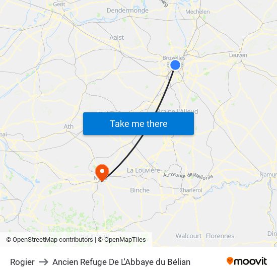 Rogier to Ancien Refuge De L'Abbaye du Bélian map