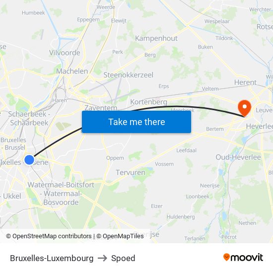 Bruxelles-Luxembourg to Spoed map