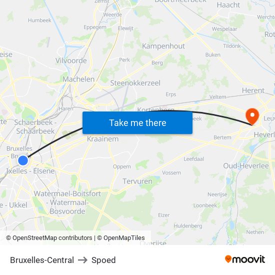 Bruxelles-Central to Spoed map