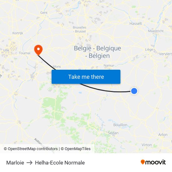 Marloie to Helha-Ecole Normale map