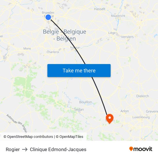 Rogier to Clinique Edmond-Jacques map