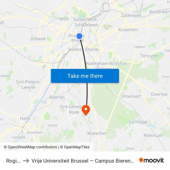 Rogier to Vrije Universiteit Brussel — Campus Bierenberg map