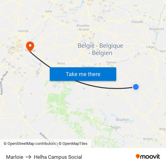 Marloie to Helha Campus Social map
