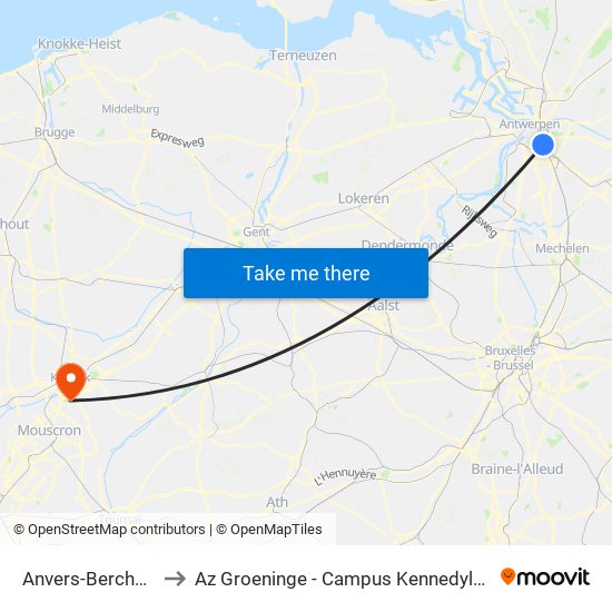 Anvers-Berchem to Az Groeninge - Campus Kennedylaan map