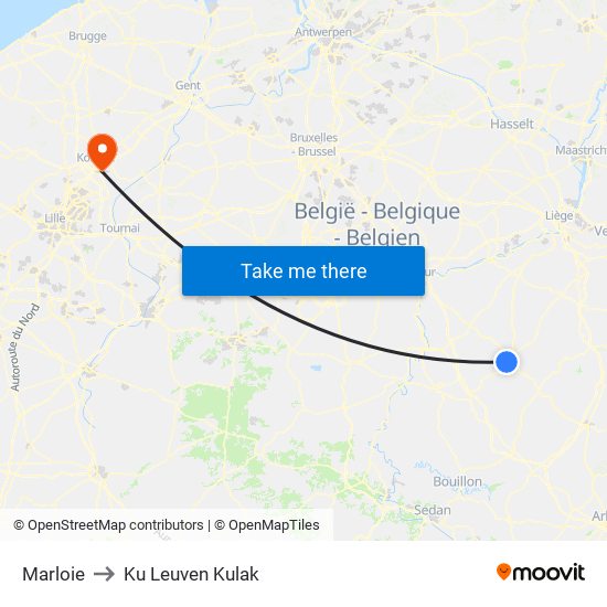 Marloie to Ku Leuven Kulak map