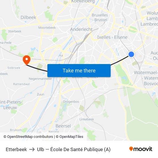 Etterbeek to Ulb — École De Santé Publique (A) map