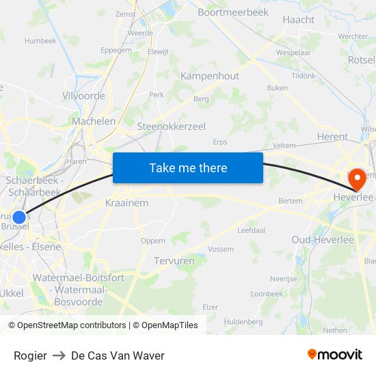 Rogier to De Cas Van Waver map