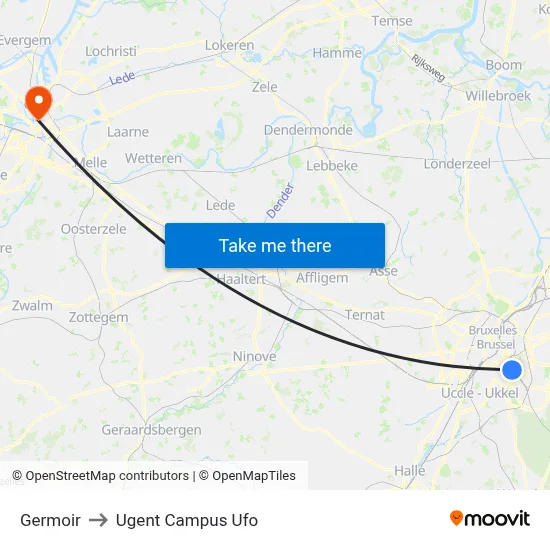 Germoir to Ugent Campus Ufo map