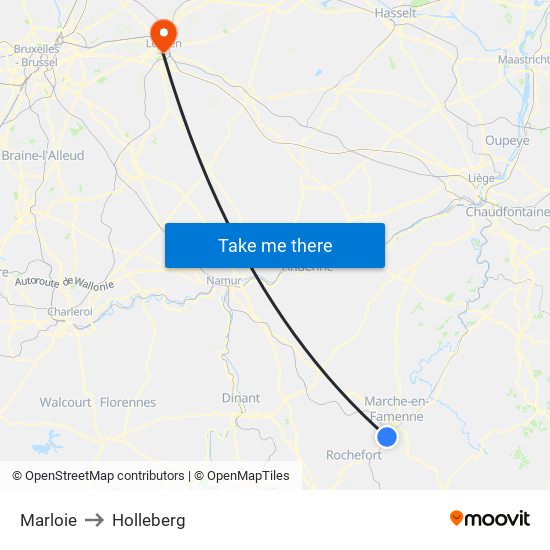 Marloie to Holleberg map