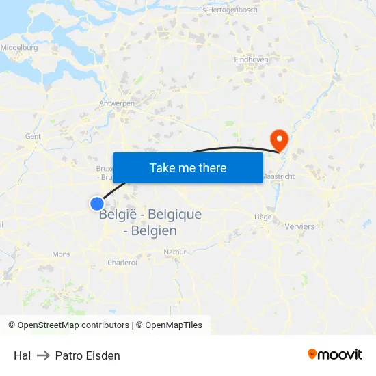 Hal to Patro Eisden map