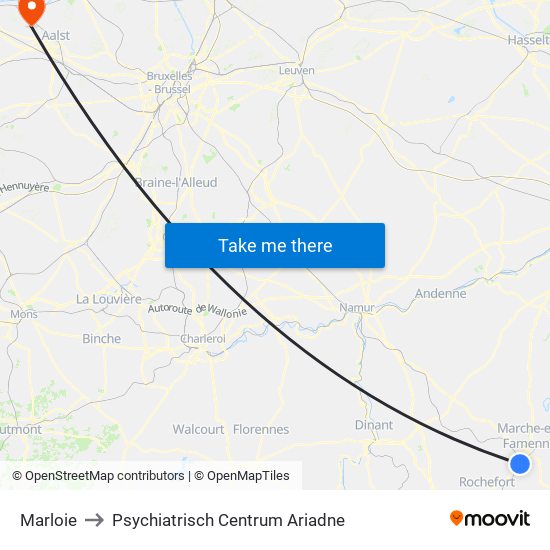 Marloie to Psychiatrisch Centrum Ariadne map