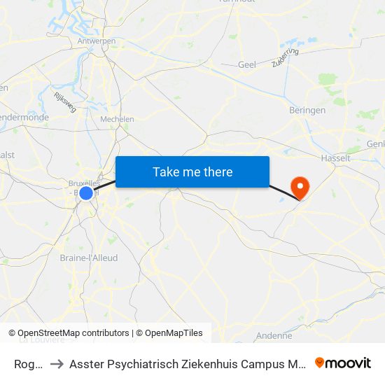 Rogier to Asster Psychiatrisch Ziekenhuis Campus Melveren map