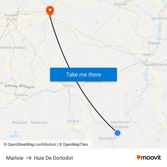 Marloie to Huis De Dorlodot map
