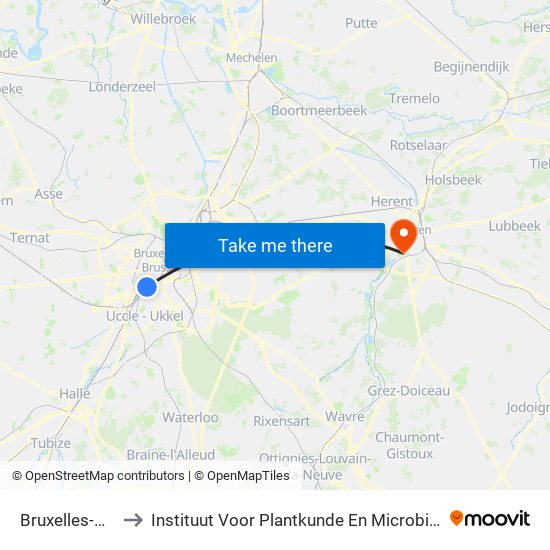 Bruxelles-Midi to Instituut Voor Plantkunde En Microbiologie map