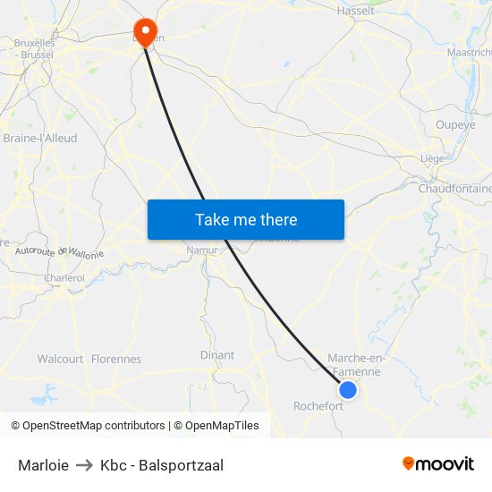 Marloie to Kbc - Balsportzaal map