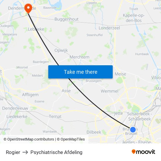 Rogier to Psychiatrische Afdeling map