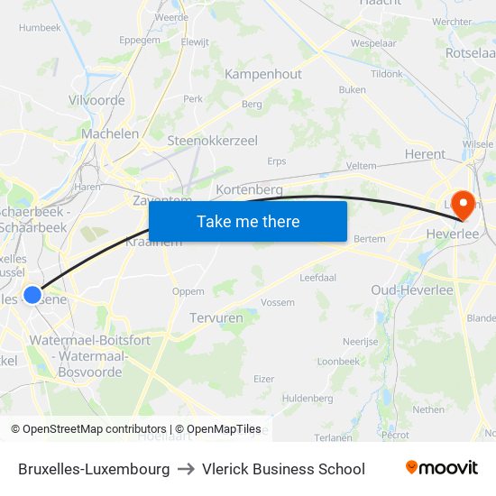 Bruxelles-Luxembourg to Vlerick Business School map