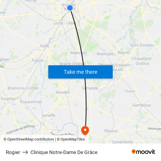 Rogier to Clinique Notre-Dame De Grâce map