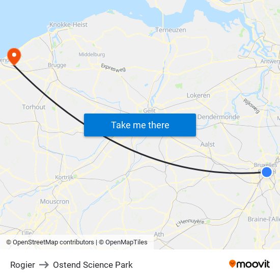 Rogier to Ostend Science Park map