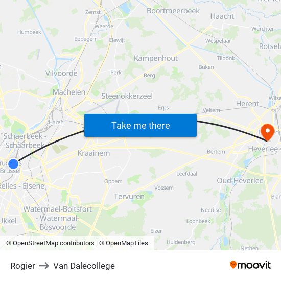 Rogier to Van Dalecollege map
