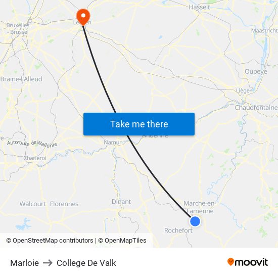 Marloie to College De Valk map