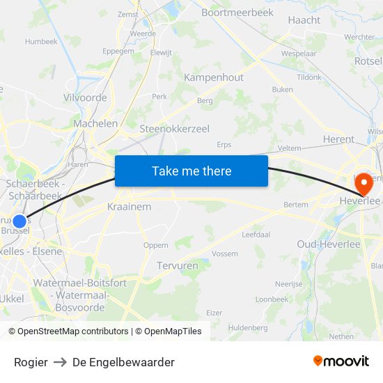 Rogier to De Engelbewaarder map