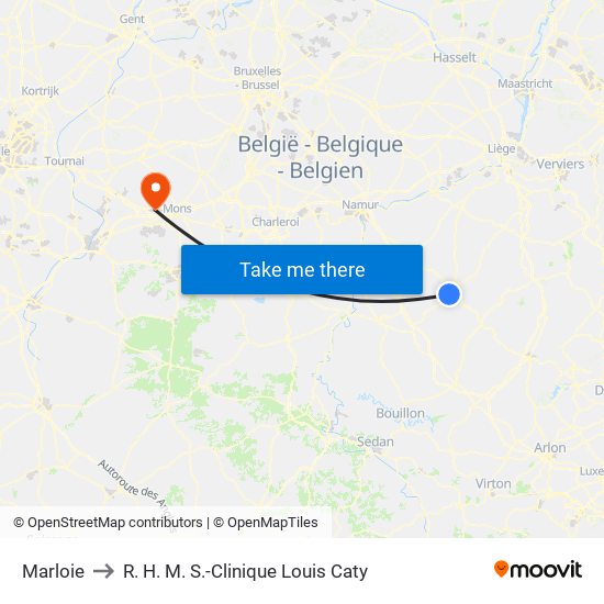 Marloie to R. H. M. S.-Clinique Louis Caty map