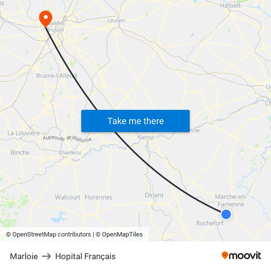 Marloie to Hopital Français map