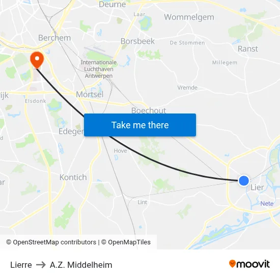 Lierre to A.Z. Middelheim map