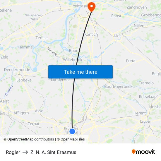 Rogier to Z. N. A. Sint Erasmus map