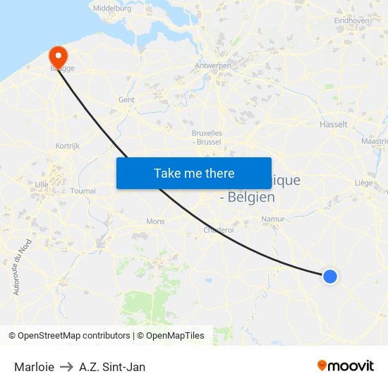 Marloie to A.Z. Sint-Jan map