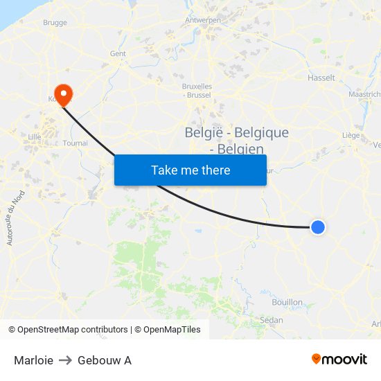 Marloie to Gebouw A map