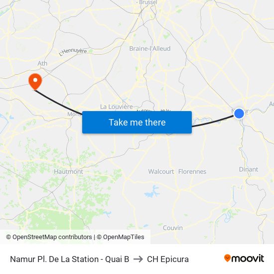 Namur Pl. De La Station - Quai B to CH Epicura map