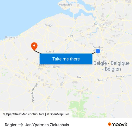 Rogier to Jan Yperman Ziekenhuis map