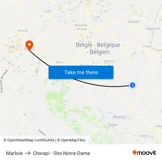Marloie to Chwapi - Site Notre-Dame map