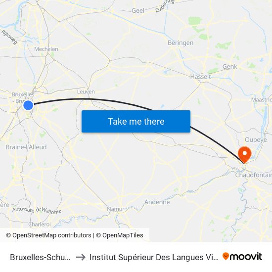 Bruxelles-Schuman to Institut Supérieur Des Langues Vivantes map