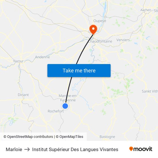 Marloie to Institut Supérieur Des Langues Vivantes map