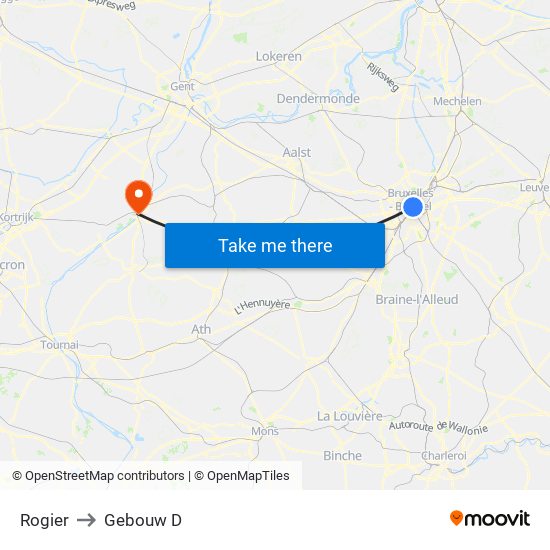 Rogier to Gebouw D map