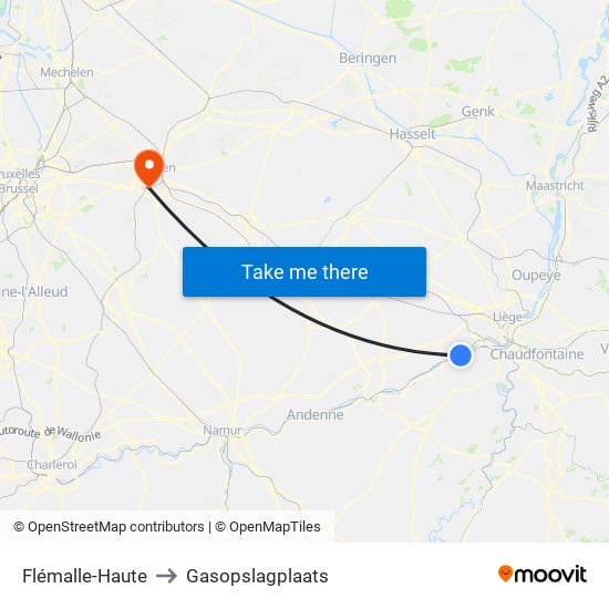 Flémalle-Haute to Gasopslagplaats map