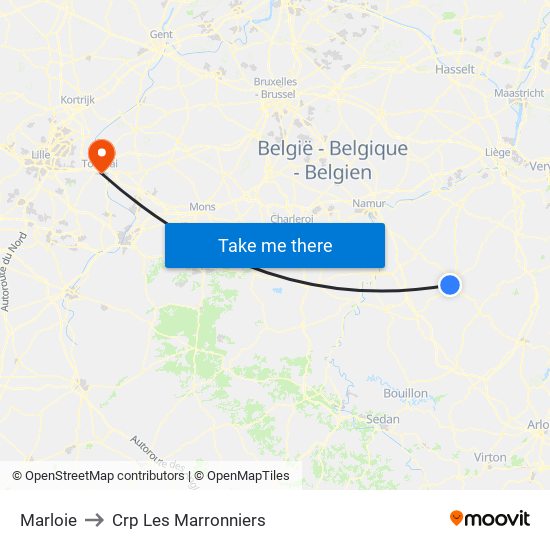 Marloie to Crp Les Marronniers map