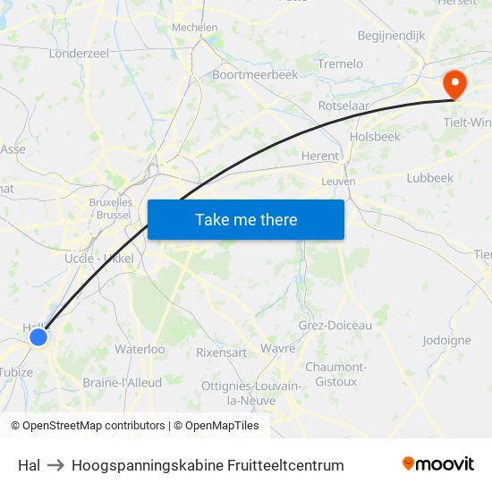 Hal to Hoogspanningskabine Fruitteeltcentrum map