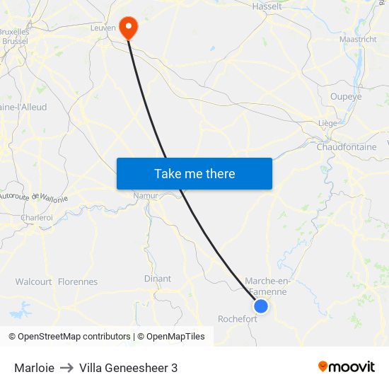 Marloie to Villa Geneesheer 3 map