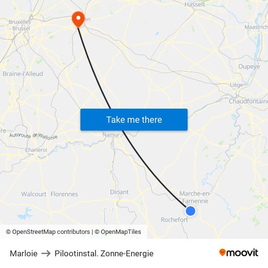 Marloie to Pilootinstal. Zonne-Energie map