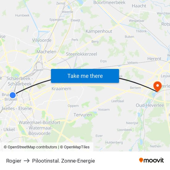 Rogier to Pilootinstal. Zonne-Energie map
