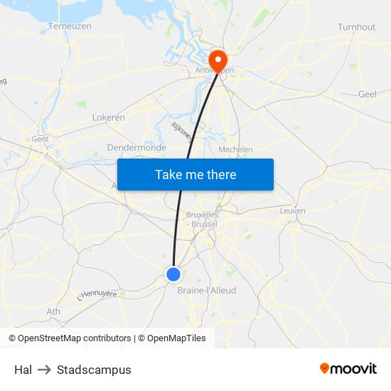 Hal to Stadscampus map